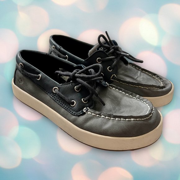 Sperry Boy’s Gray and Blue Slip On Cruise Boat Shoes Loafers Size 2 - Picture 1 of 6